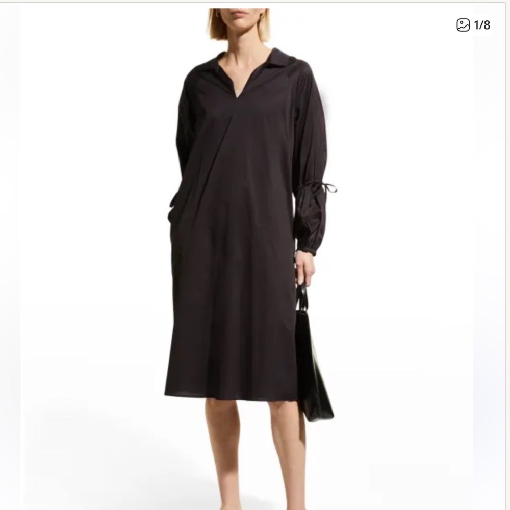 Harshman Tara Dress Elegant Black Midi Cotton Dress NWT size XS